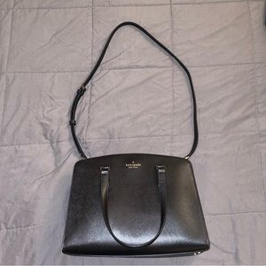 Kate Spade Perry Medium Satchel in Black Saffiano Leather
